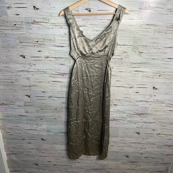 Topshop cut out dress gold silver midi size 6 - Picture 1 of 16